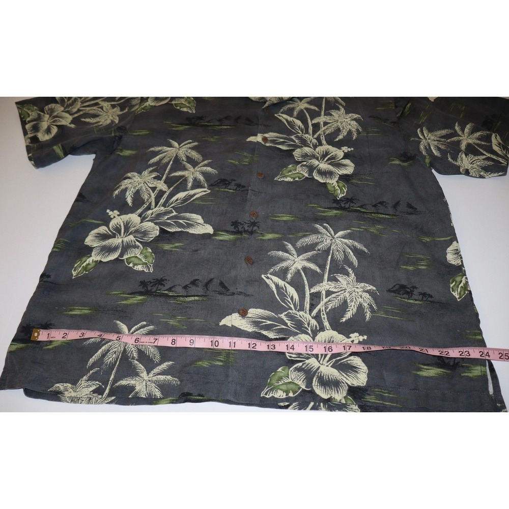 Tommy Bahama Mens XL Silk Tropical Palm Trees Gray Cruise Button Down Shirt - Picture 6 of 13